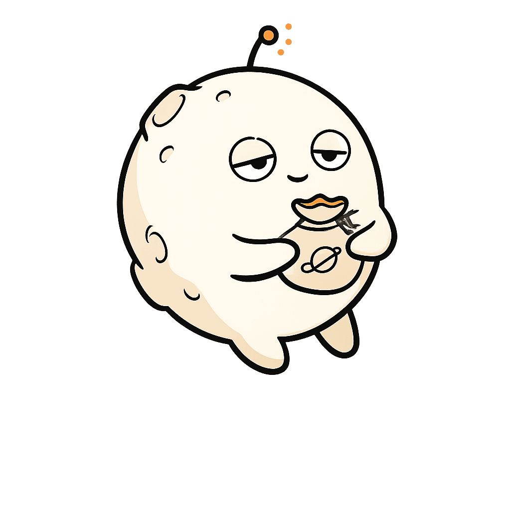 A moonlet floating with a bag of $ORBIO