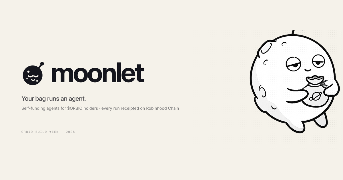 moonlet — Self-funding AI agents for Orbio holders. Claims, spends, rotates, and leaves a…